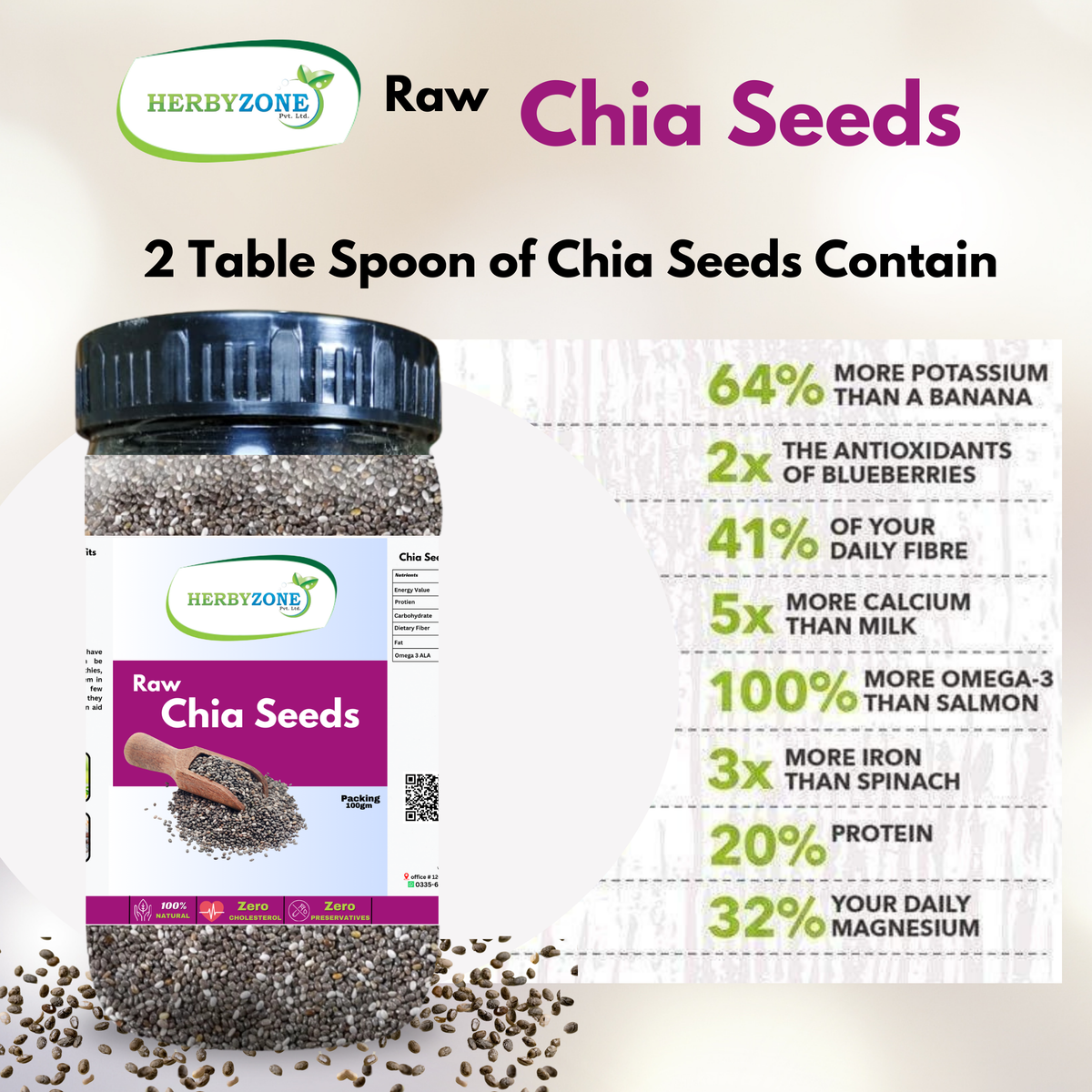 Chia Seed Bottle  Rich in Omega-3 Fatty Acids Supports Digestive Health