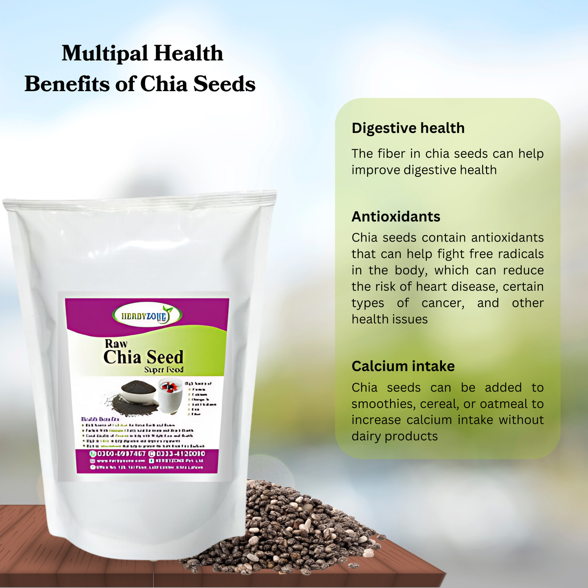 Chia Seeds -HERBYZONE Excellent Source of Fiber Packed with Antioxidants