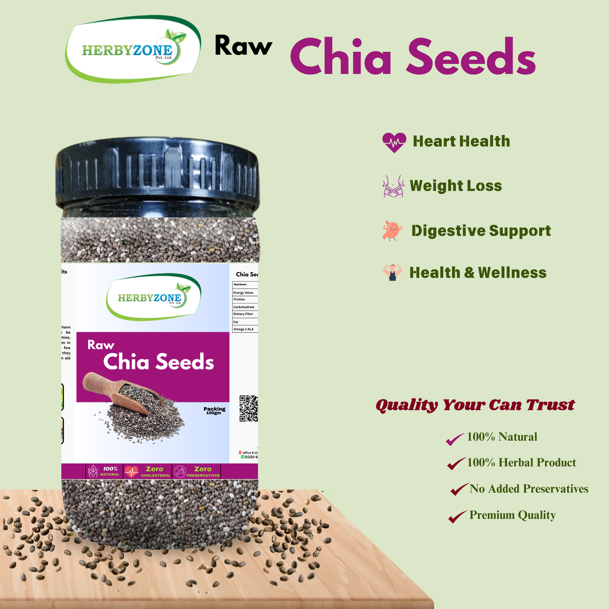 Chia Seed Bottle  Rich in Omega-3 Fatty Acids Supports Digestive Health