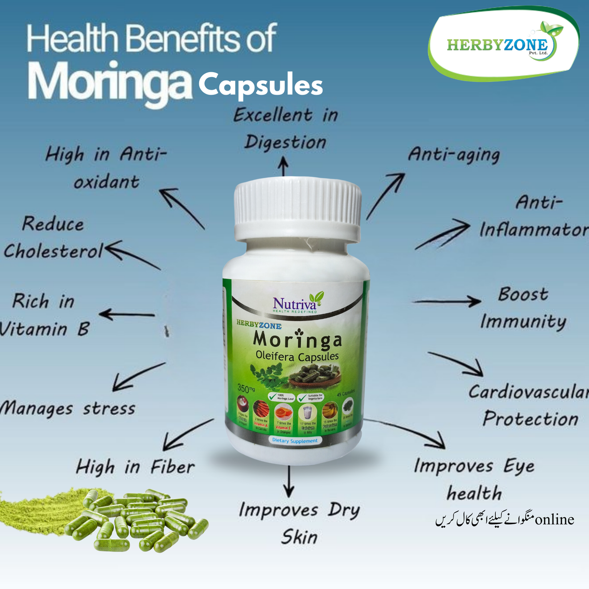 Moringa Leave Capsules  Bones Health & Sperm & Libido Enhancer