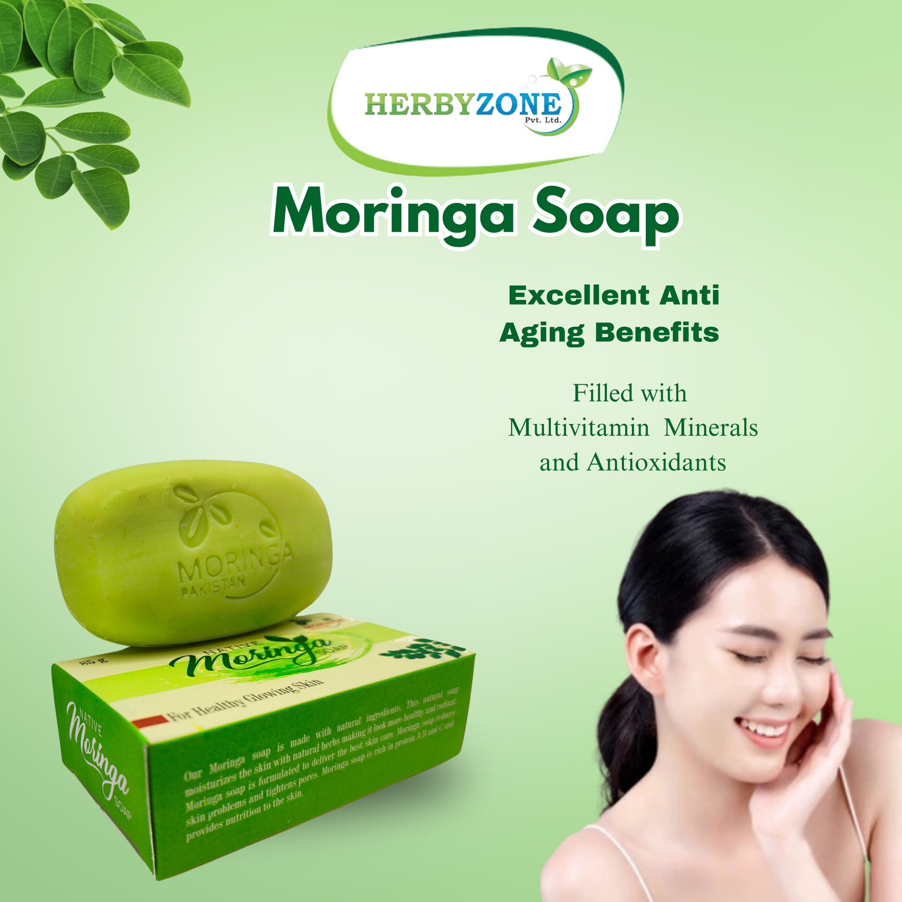 Moringa Soap Skin Glower, Anti Acne, Wrinkle Reducer