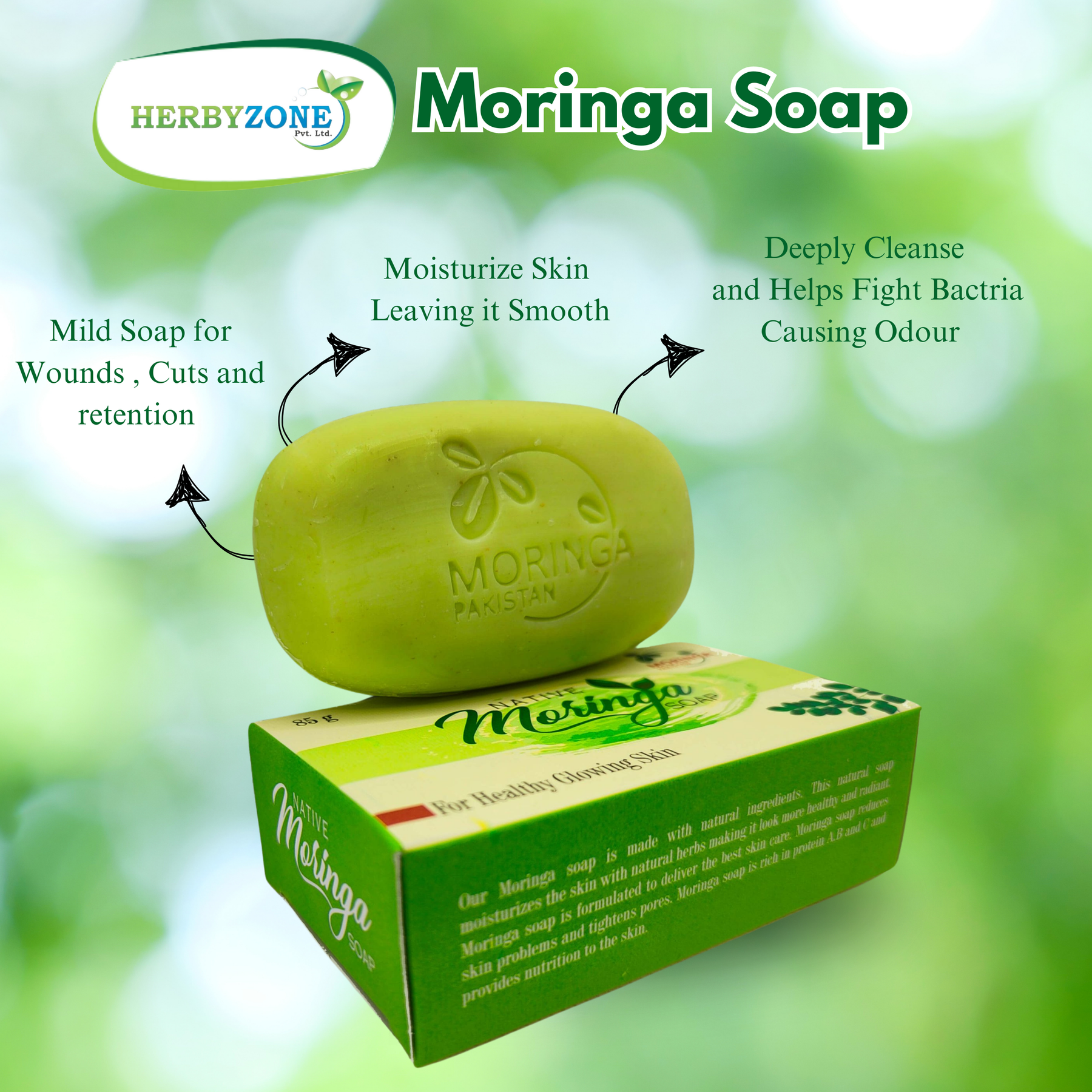 Moringa Soap Skin Glower, Anti Acne, Wrinkle Reducer