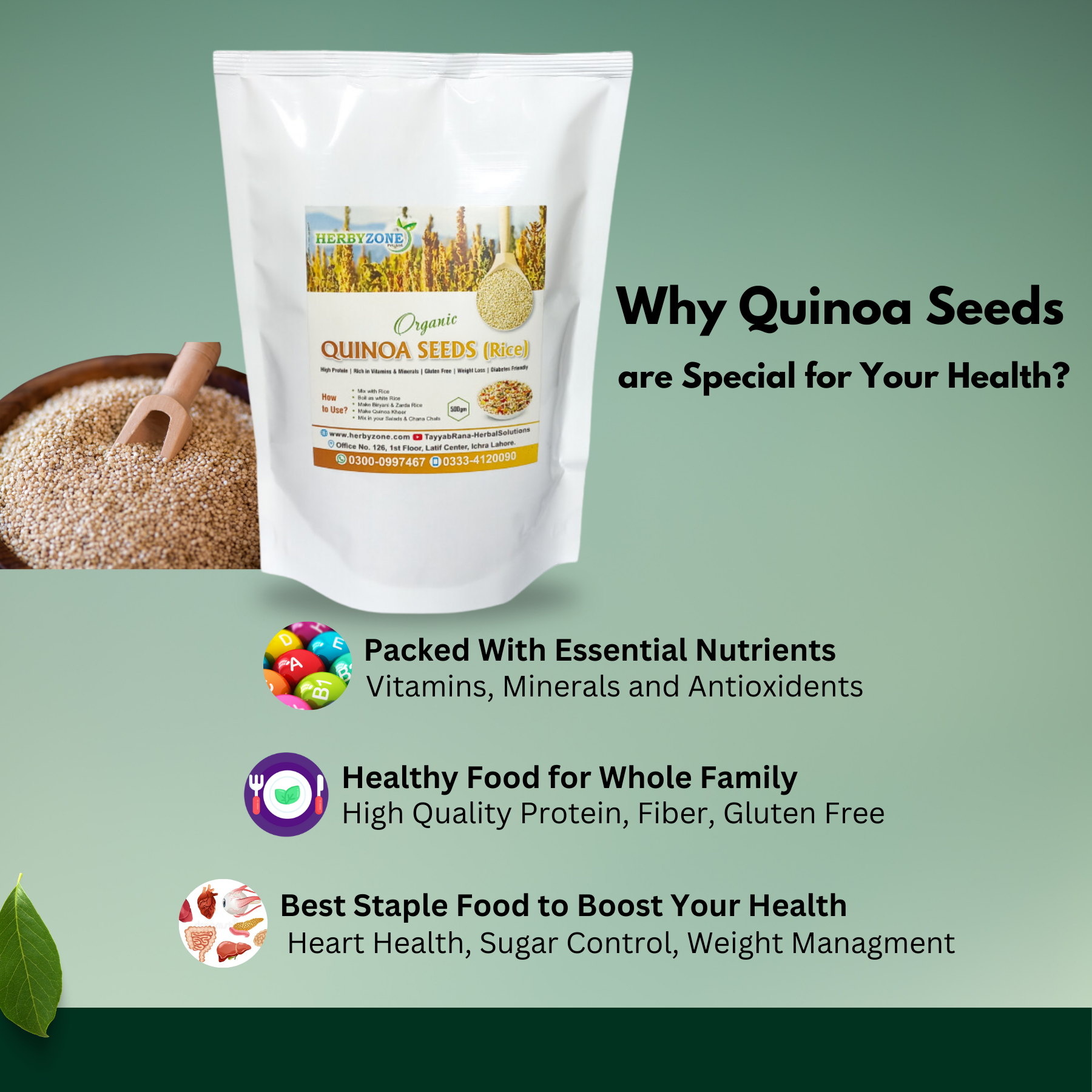 Quinoa Seeds- HERBYZONE Complete Source of Protein  Rich in Fiber